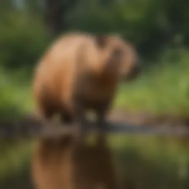 Capybara grazing in a lush landscape