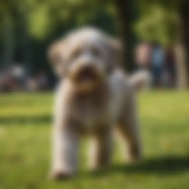 Bernedoodle playing in a sunny park