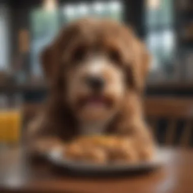 Healthy Bernedoodle enjoying a nutritious meal