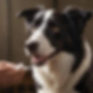 Border Collie being groomed