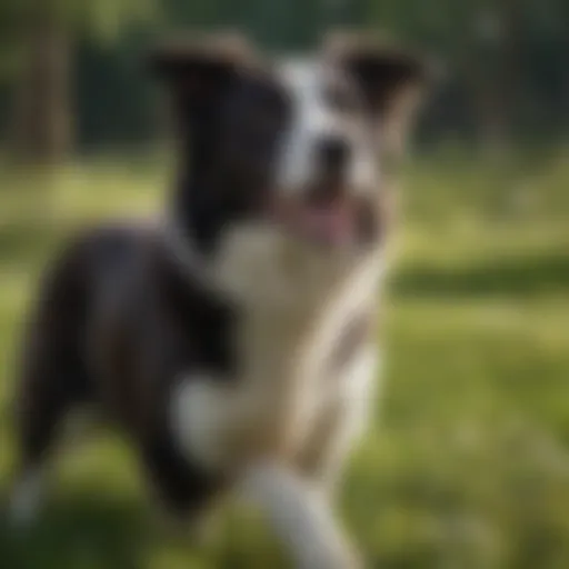 Border Collie playing in the grass