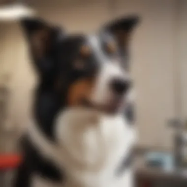 Border Collie at the vet for a check-up