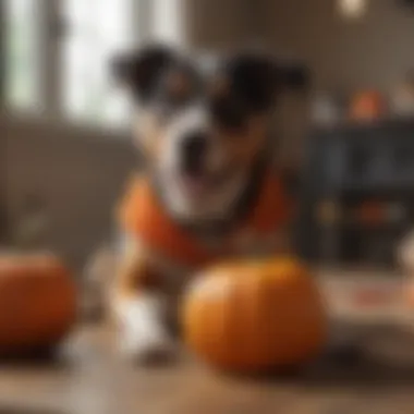 Dog enjoying pumpkin in its diet
