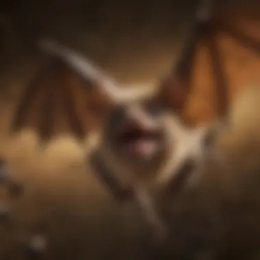Insectivorous Bats in Action A close-up of an insectivorous bat capturing insects in mid-flight.