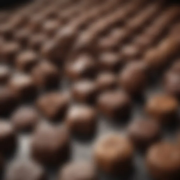 A close-up view of different types of chocolate