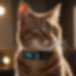 An electric training collar designed for cats, showcasing its features