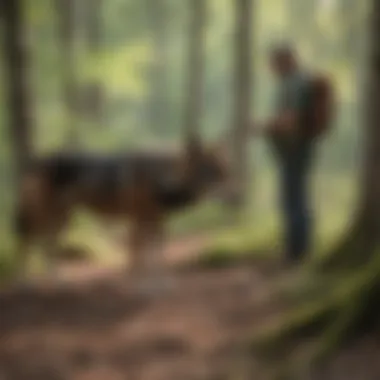 Field Survey for Red Wolf Conservation A conservationist conducting a field survey for red wolves