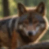 A red wolf in its natural habitat, showcasing its distinctive features