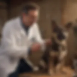 A veterinarian administering a rabies vaccine to a dog