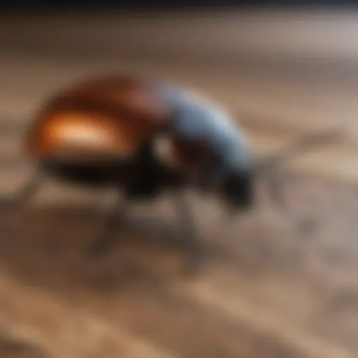 Detailed view of a furniture beetle on wood