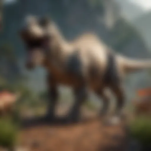 A vibrant illustration depicting a diverse range of dinosaurs in their natural habitat.