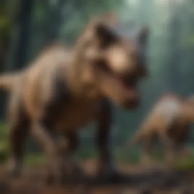 The Evolutionary Journey of Dinosaurs An artistic representation of the evolutionary lineage of dinosaurs showcasing their ancestors.