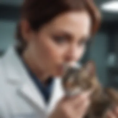 Veterinarian examining a cat during a health checkup