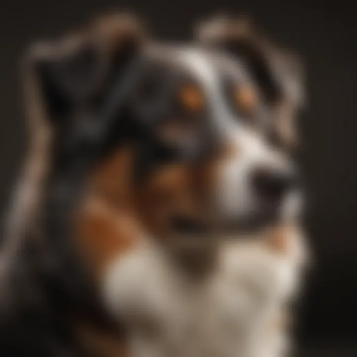 Close-up of Mini Australian Shepherd's striking coat