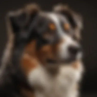 Mini Australian Shepherd Coat Details Close-up of Mini Australian Shepherd's striking coat