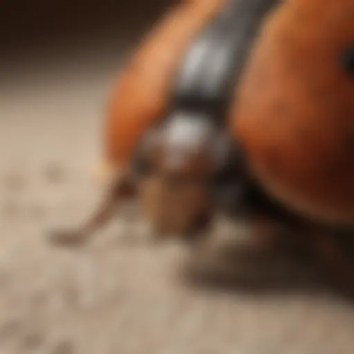 Close-up of a carpet beetle on fabric