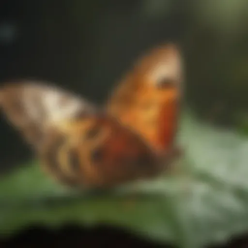 Close-up view of nats on a leaf, showcasing their delicate wings and body structure.
