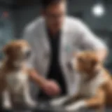 Veterinarian performing an ultrasound on a dog