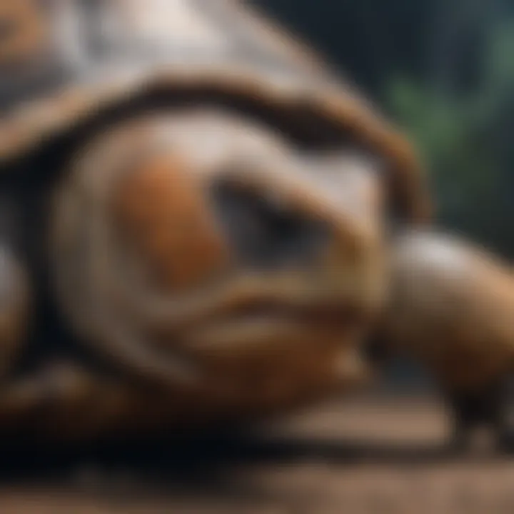 Close-up view of a turtle's nostrils and respiratory structures