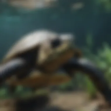 Breathing Adaptations in Aquatic Turtles Turtle swimming underwater showcasing breathing adaptations