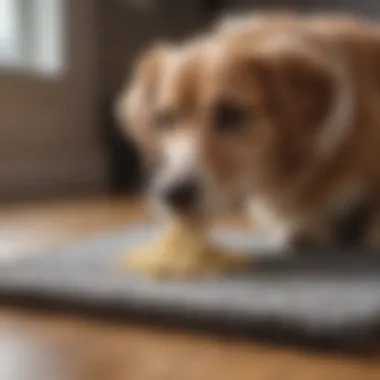 A pet engaging with a difficult snuffle mat, actively searching for hidden treats