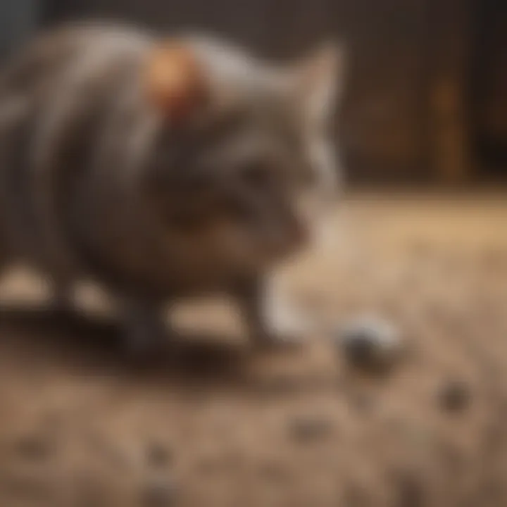 Mice tracks near a cat scent spray application area