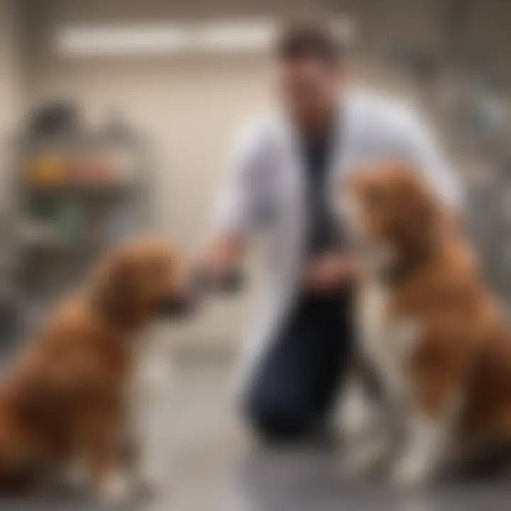 Veterinarian examining a dog for medical issues