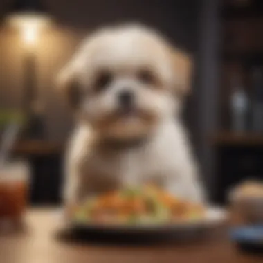 Shih Poo enjoying a balanced meal