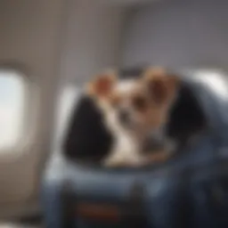 A small dog comfortably resting in an airline-approved carrier