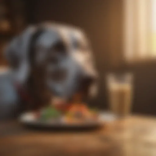 Weimaraner dog enjoying a healthy meal