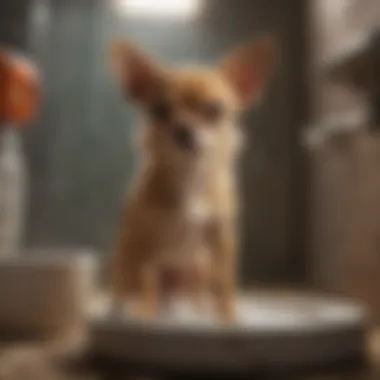 Chihuahua exhibiting indoor urination behavior