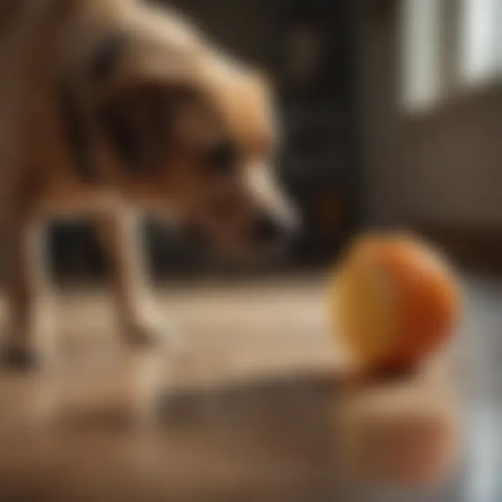 A dog engaging in a playful behavior, demonstrating its natural instincts.