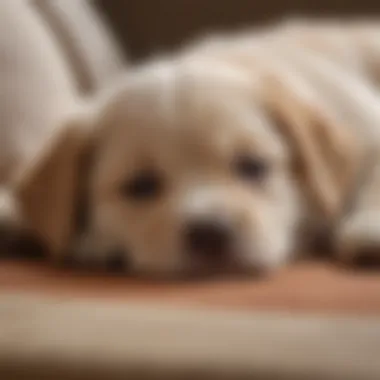 A playful puppy napping after a stimulating play session, illustrating the relationship between activity and rest.