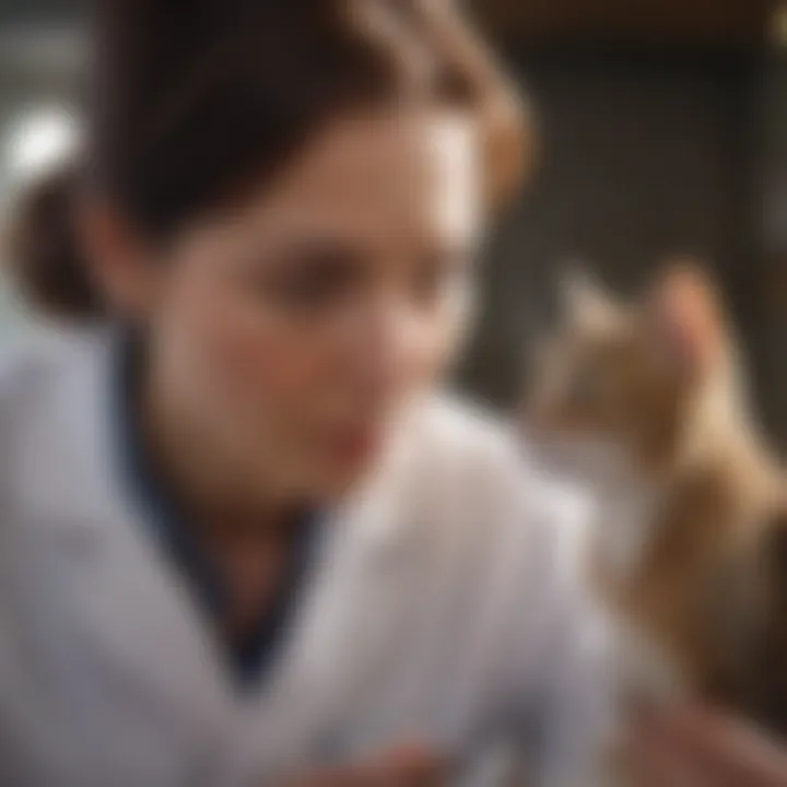A veterinarian consulting with a cat owner