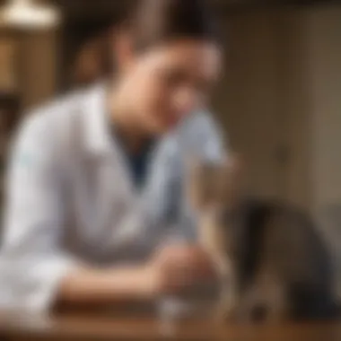 A veterinarian discussing flea and tick prevention with a cat owner