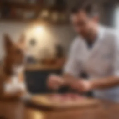 Veterinarian Consultation on Dog Nutrition Veterinarian discussing dietary options with a pet owner, emphasizing professional advice.