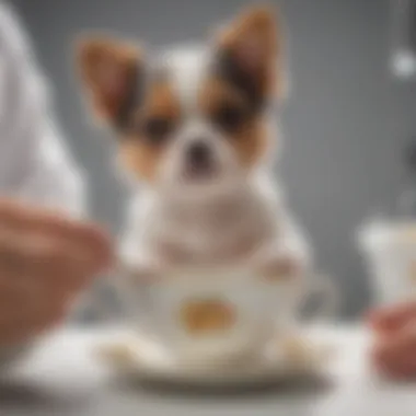 A veterinarian examining a teacup dog, emphasizing health check-ups and care.