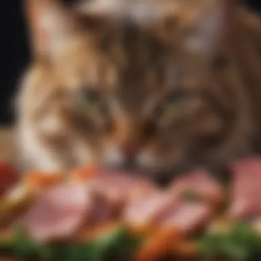 Quality Ingredients in Wet Cat Food A close-up of wet cat food ingredients highlighting fresh meat and vegetables
