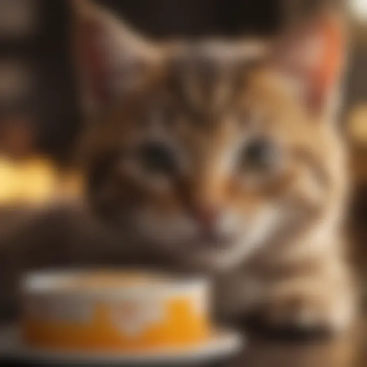 A close-up of nutritional labels on kitten food packaging