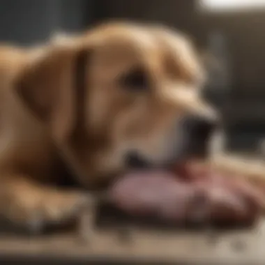 A dog receiving emergency care at a veterinary clinic