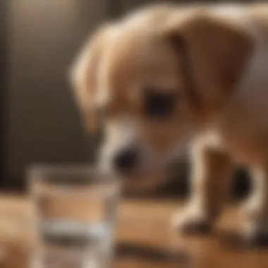 A puppy drinking water to stay hydrated.