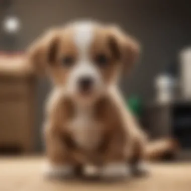 A veterinarian examining a puppy for health issues.