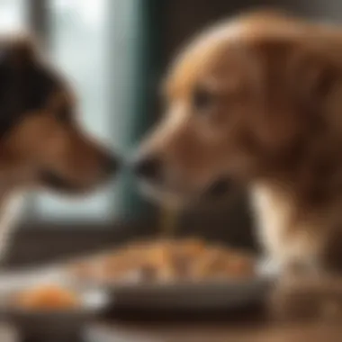 Encouraging a Dog to Eat A dog owner gently encouraging their pet to eat
