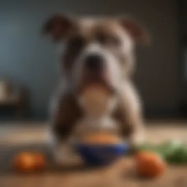Nutritious Bowl for Blue Nose Pitbulls A vibrant bowl of nutritious dog food tailored for Blue Nose Pitbulls