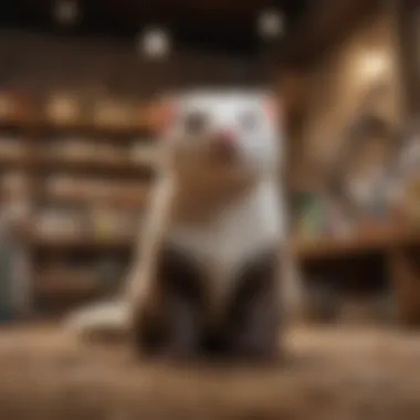 A pet store featuring various ferret supplies and habitats.