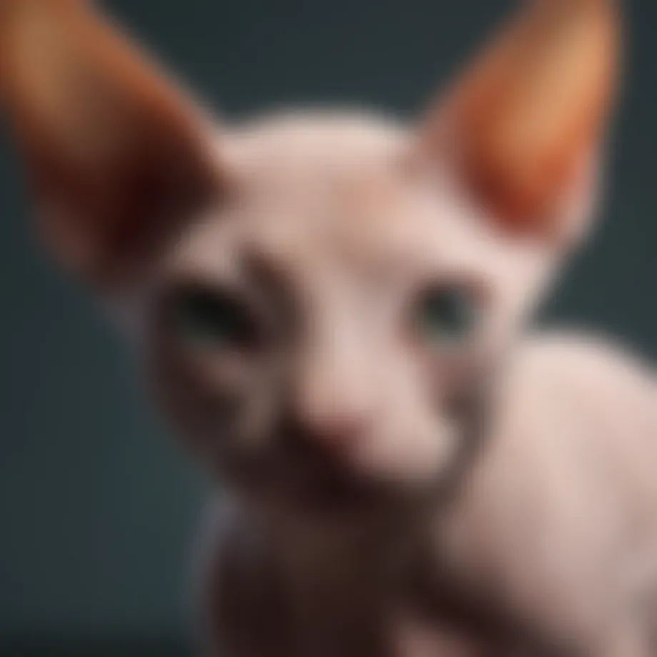 Adorable Sphynx kitten looking curiously at the camera